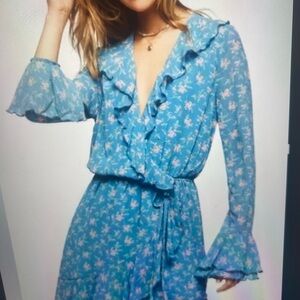 Forever 21 Chiffon Blue Floral Mini Dress NWT